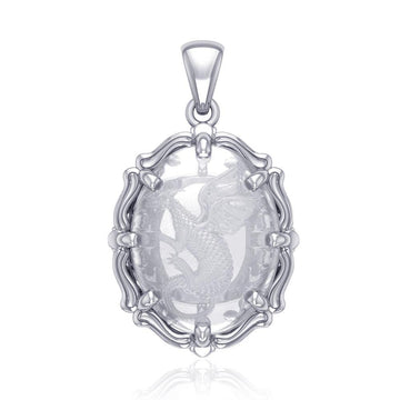 Beyond the dragon fierce presence - Sterling Silver Pendant with Natural Clear Quartz TPD5122 - Jewelry